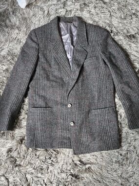 VTG Corbin Ltd Tweed Blazer- Grey Windowpane Wool